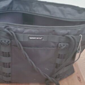 Basecamp Large Sturdy Black Tote Military Zipper Pockets 18" x 13"
